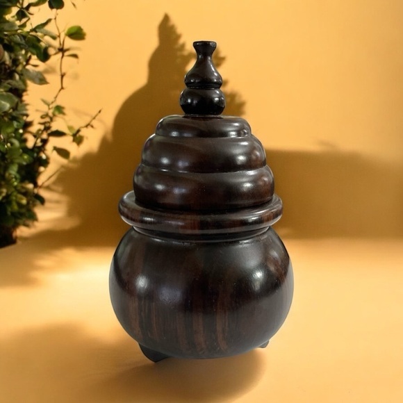 African Ebony Wood Vessel | Handcrafted by Mozambican Artisans, storage vessel - Picture 3 of 10